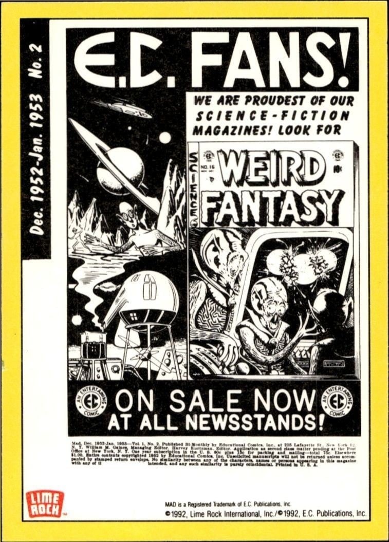 1992 Lime Rock Mad Magazine Mad No. 2 (Dec. 1952) #2 entertainment trading card back
