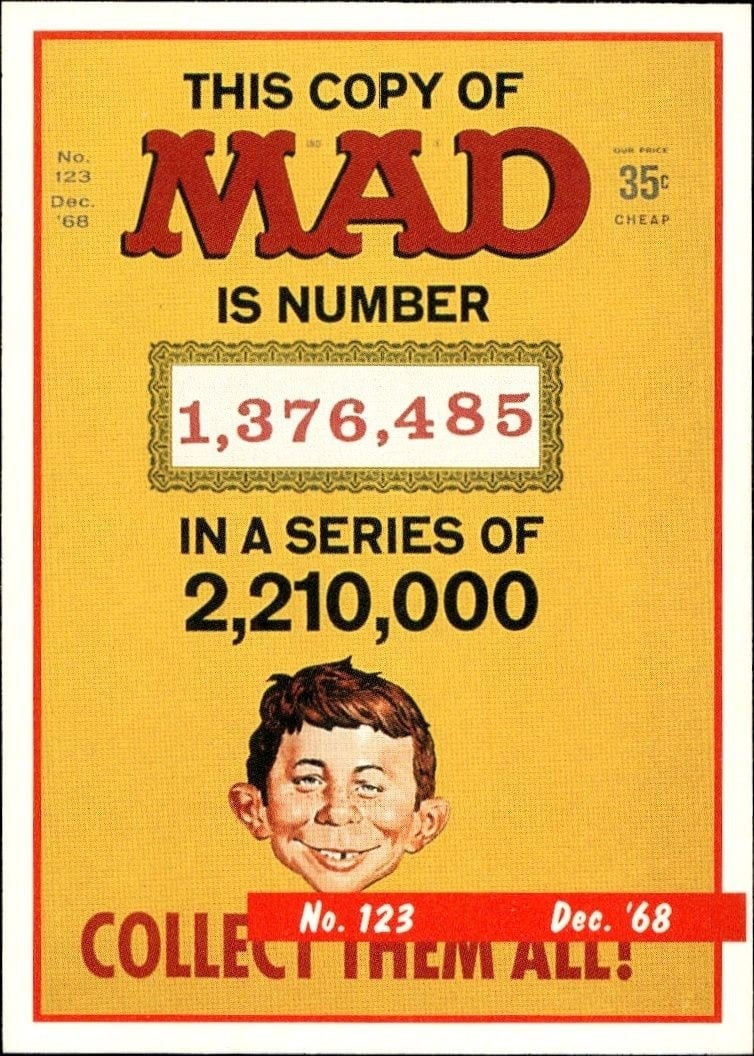 1992 Lime-Rock Mad Magazine Mad No. 123 (Dec. '68) #4A trading card