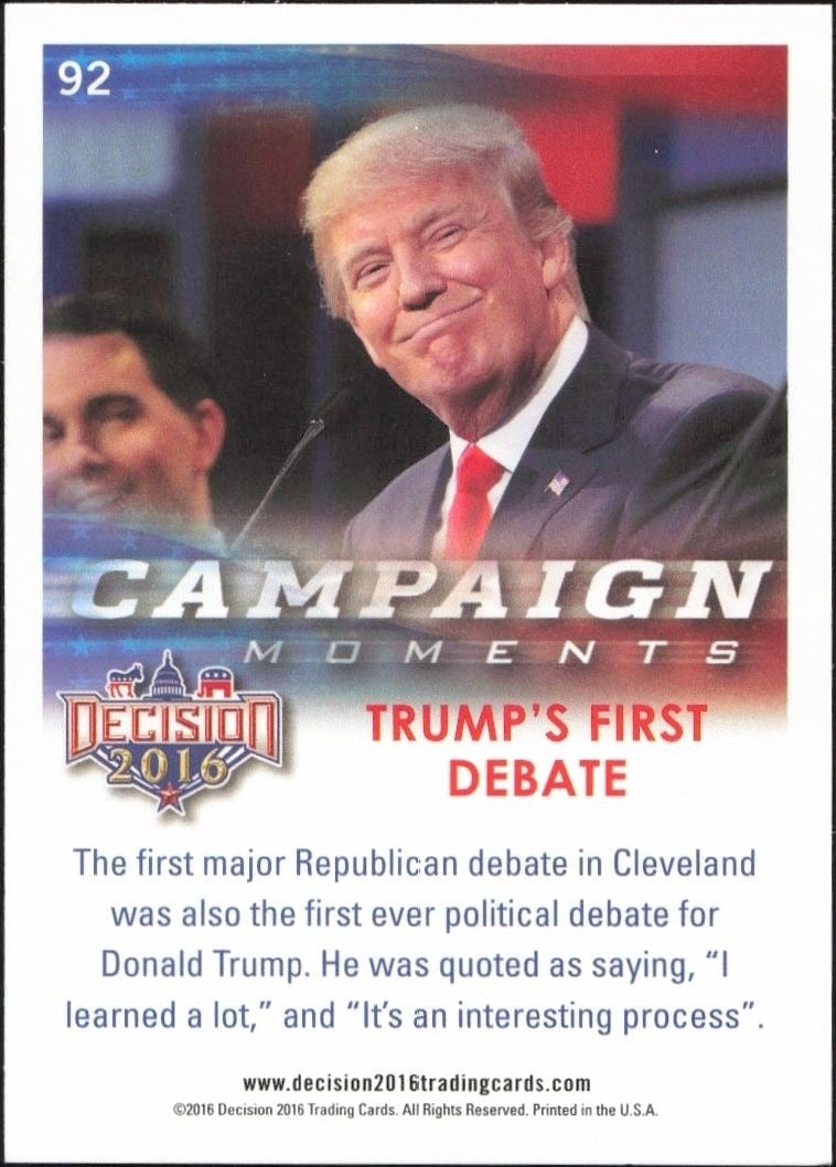 2016 Leaf Decision Donald Trump #92 political trading card back