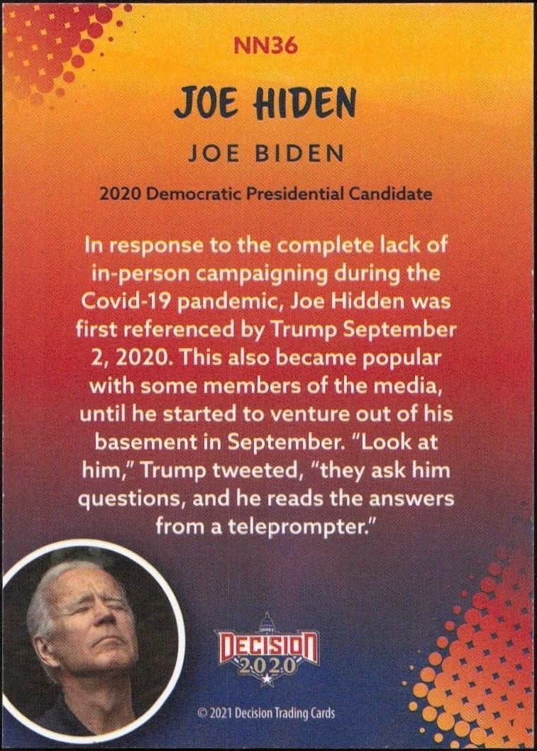 2020 Leaf Decision Series 2 Joe Biden #NN36 political trading card back