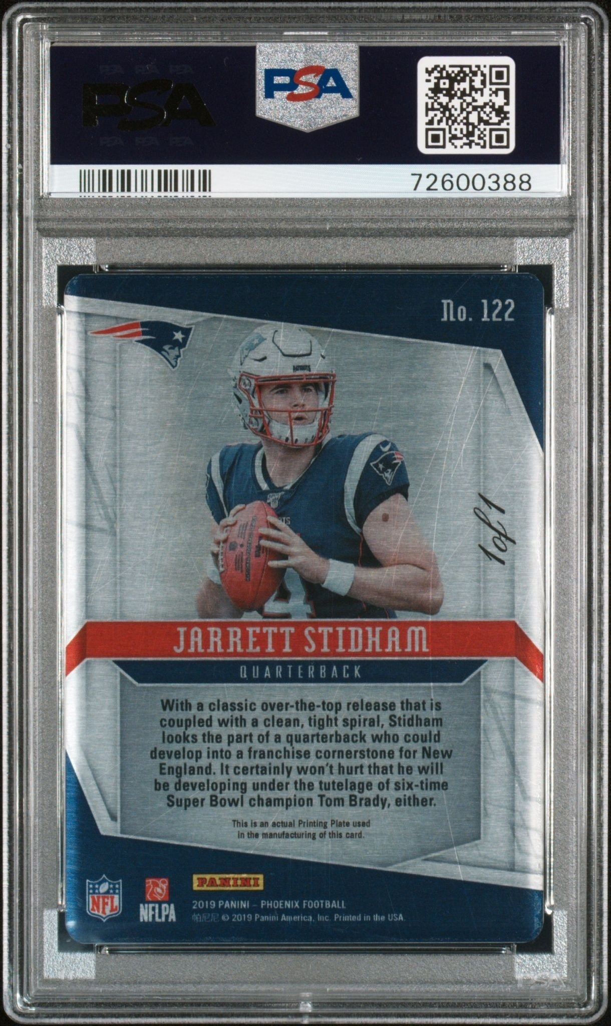 2019 Panini Phoenix Jarrett Stidham #122 football trading card back