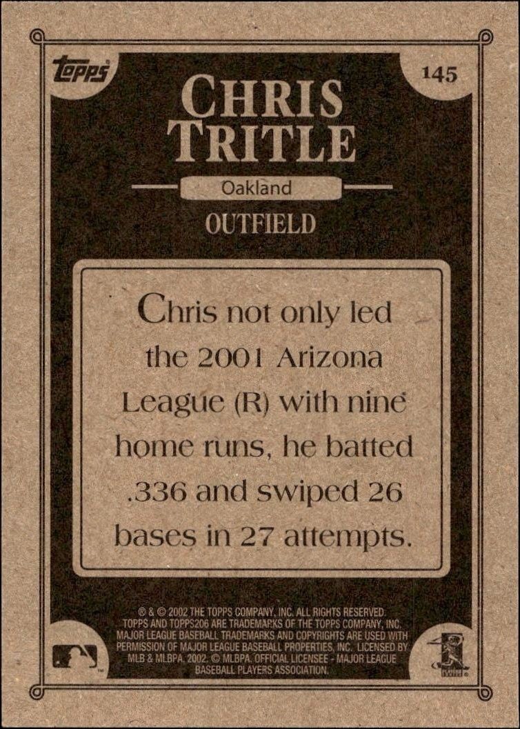 2002 Topps 206 Chris Tritle #145 baseball trading card back