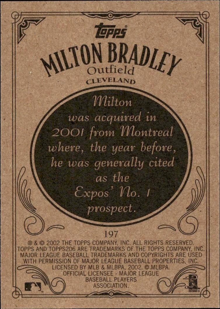 2002 Topps 206 Milton Bradley #197 baseball trading card back