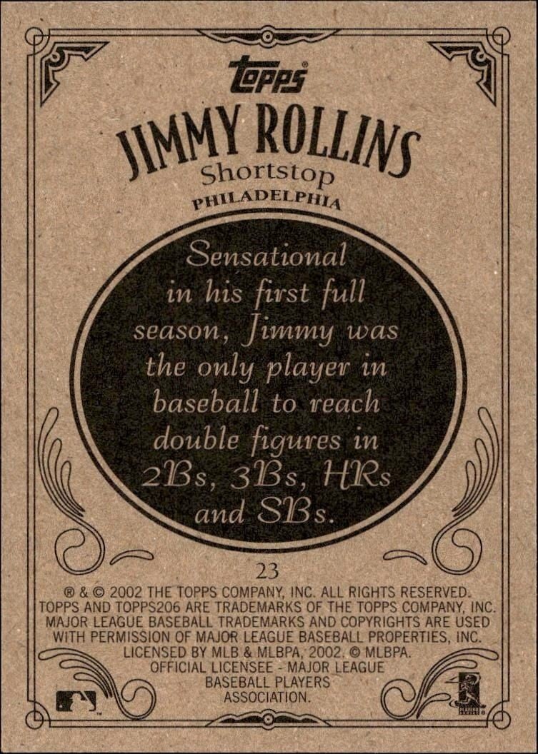 2002 Topps 206 Jimmy Rollins #23 baseball trading card back