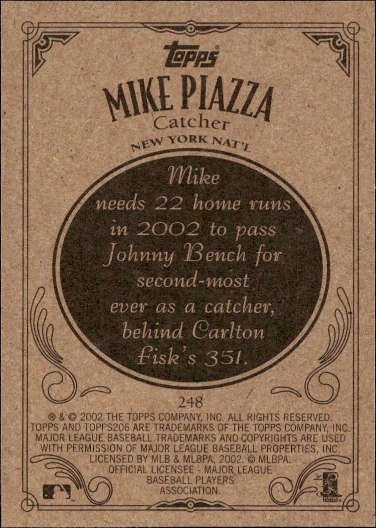 2002 Topps 206 Mike Piazza #248 baseball trading card back