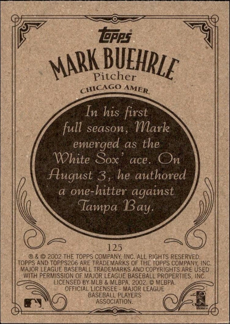 2002 Topps 206 Mark Buehrle #125 baseball trading card back