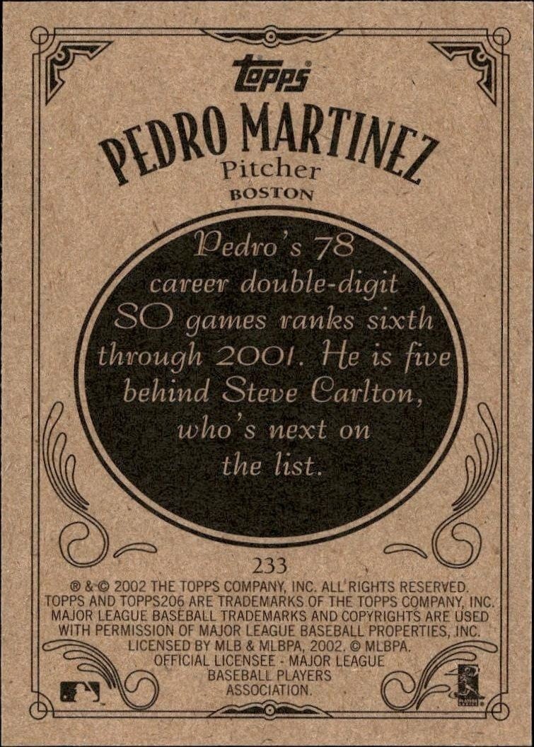 2002 Topps 206 Pedro Martinez #233 baseball trading card back
