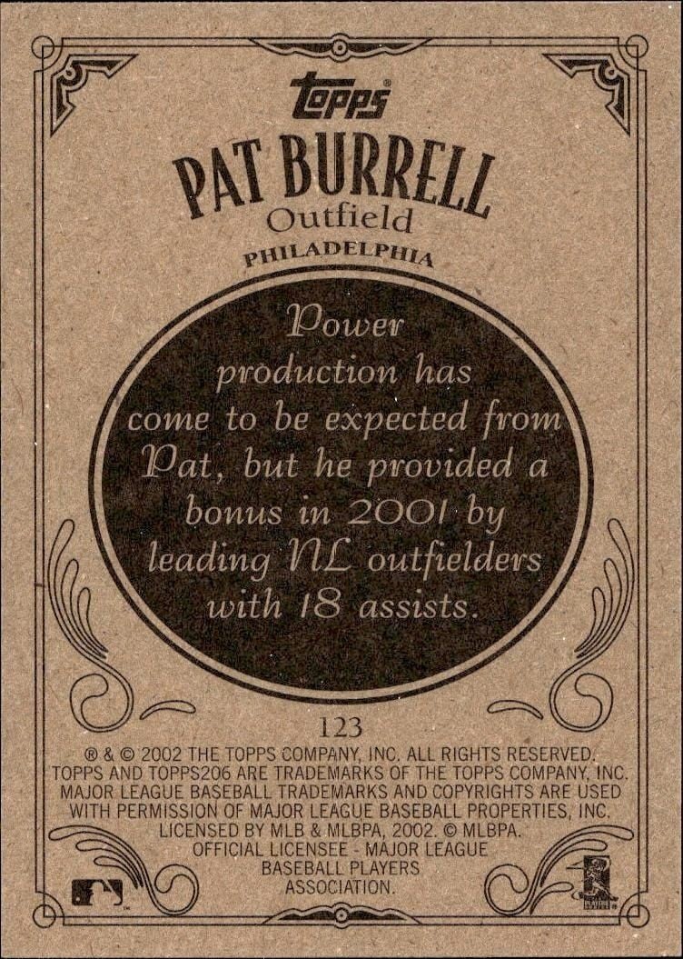 2002 Topps 206 Pat Burrell #123 baseball trading card back