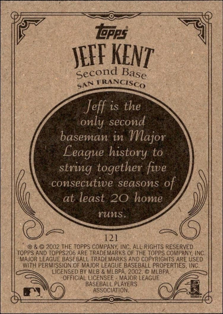 2002 Topps 206 Jeff Kent #121 baseball trading card back