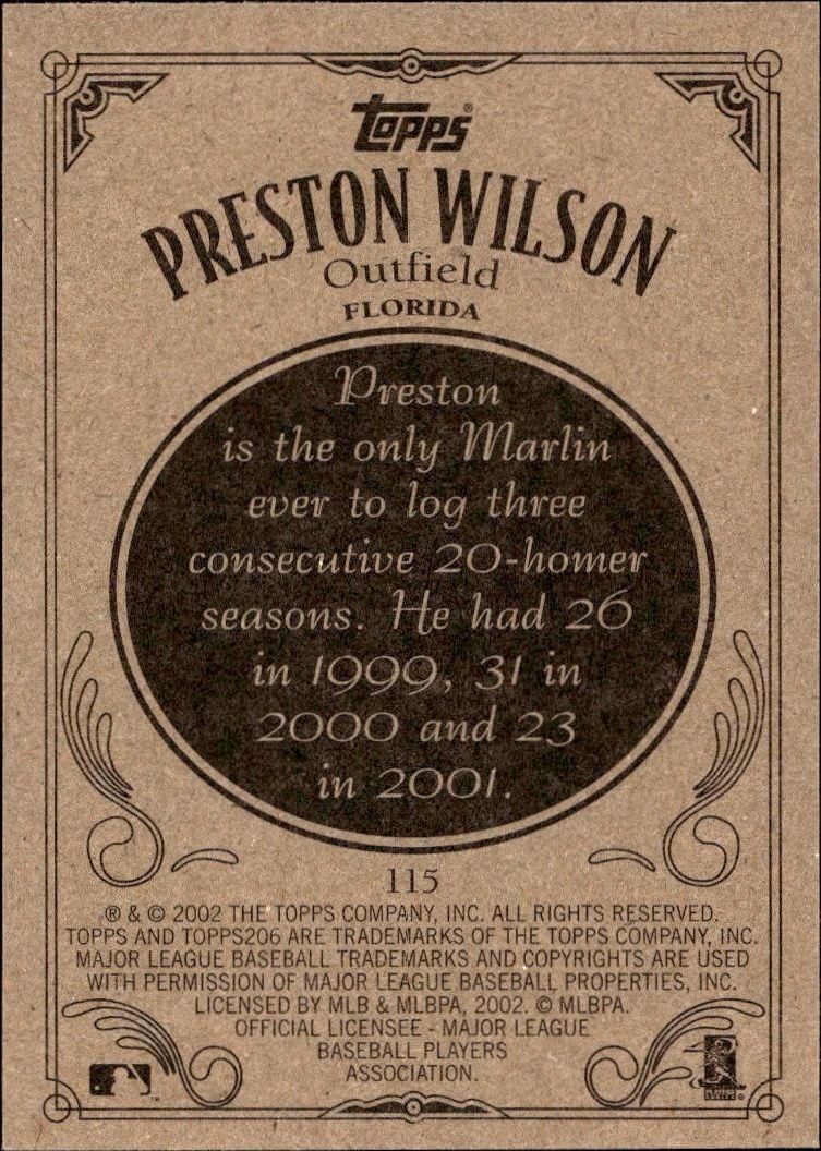 2002 Topps 206 Preston Wilson #115 baseball trading card back
