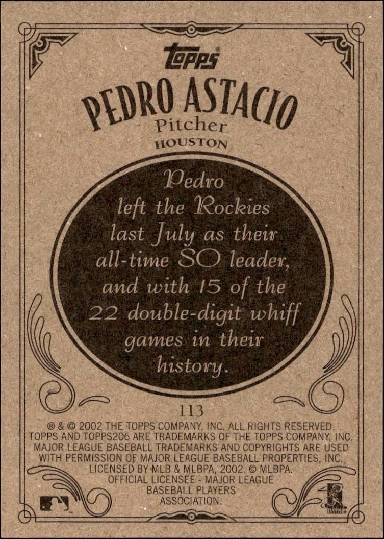 2002 Topps 206 Pedro Astacio #113 baseball trading card back