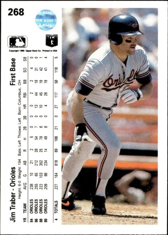 1990 Upper Deck Jim Traber #268 baseball trading card back