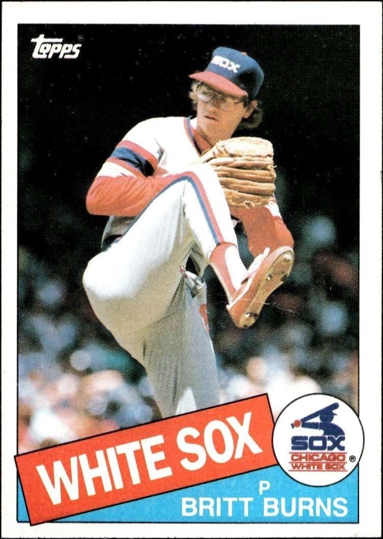 Britt Burns 1985 Topps #338 Baseball Trading Card - Front 1985 Topps Britt Burns #338 baseball trading card front
