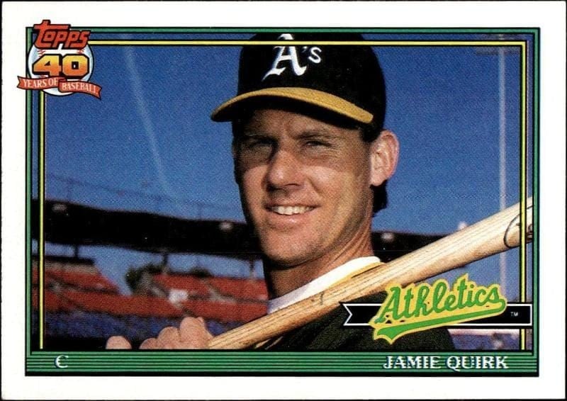 Jamie Quirk 1991 Topps #132 Baseball Trading Card - Front 1991 Topps Jamie Quirk #132 baseball trading card front