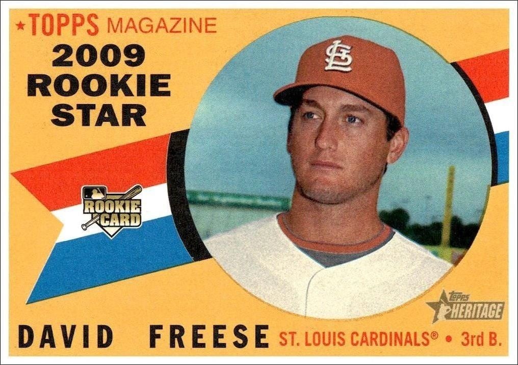 2009 Topps Heritage High Number David Freese #555 trading card