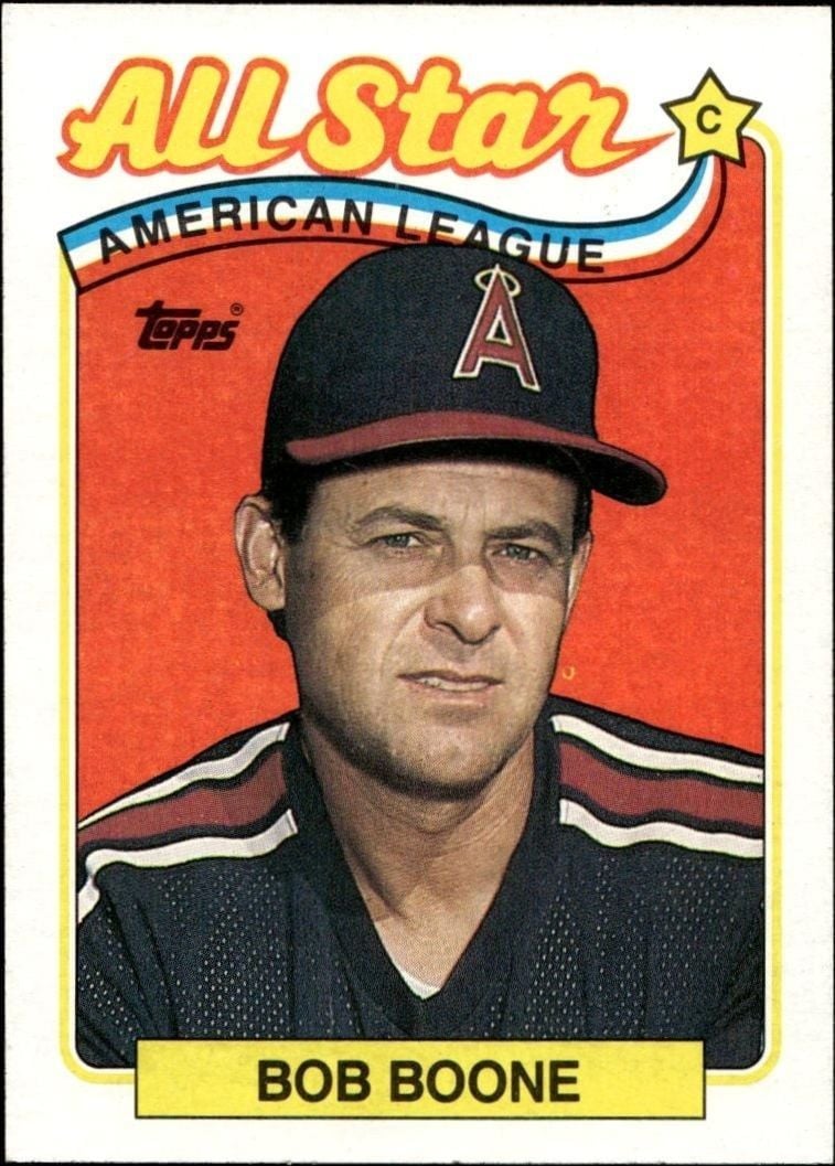 Bob Boone 1989 Topps #404 Baseball Trading Card - Front 1989 Topps Bob Boone #404 baseball trading card front