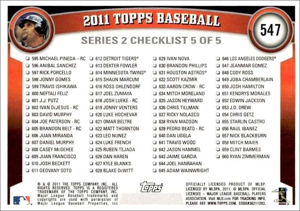 2011 Topps Series 2 Albert Pujols #547 baseball trading card back