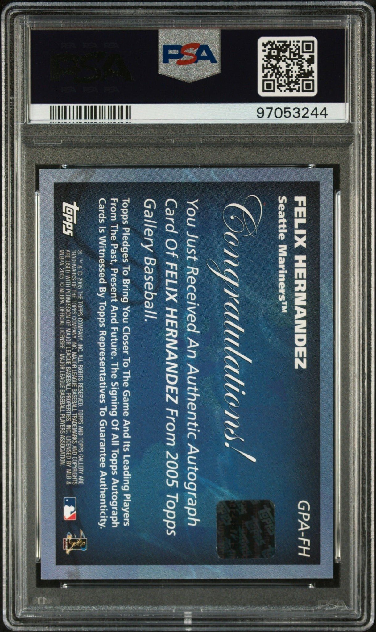2005 Topps Gallery Felix Hernandez #GPA-FH baseball trading card back