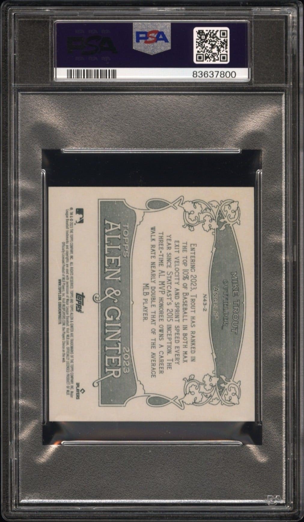 2023 Topps Allen & Ginter Mike Trout #N43-2 baseball trading card back