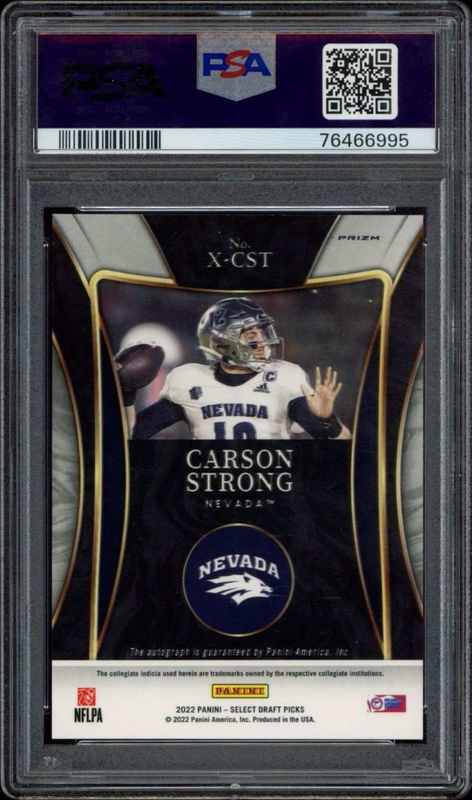 2022 Panini Select Draft Picks Carson Strong #X-CST football trading card back