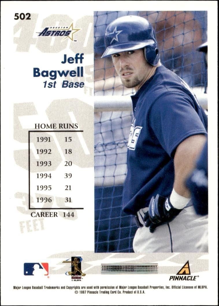 1997 Pinnacle Score Jeff Bagwell #502 baseball trading card back