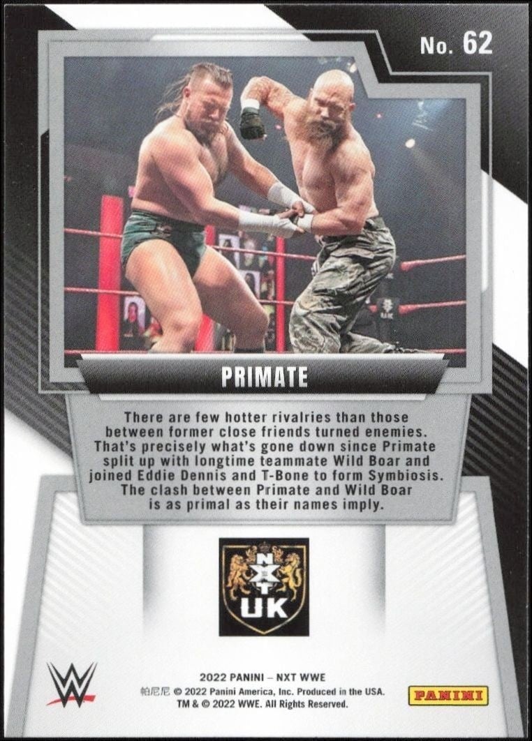 2022 Panini NXT 2.0 WWE Primate #62 wrestling trading card back