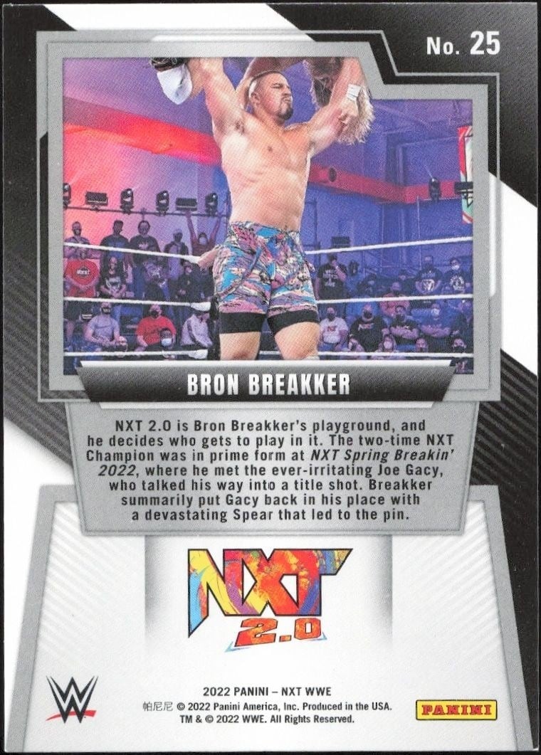 2022 Panini NXT 2.0 WWE Bron Breakker #25 wrestling trading card back