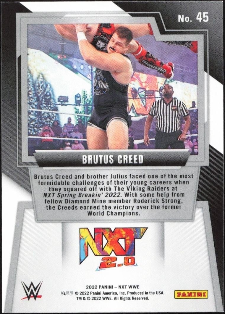 2022 Panini NXT 2.0 WWE Brutus Creed #45 wrestling trading card back