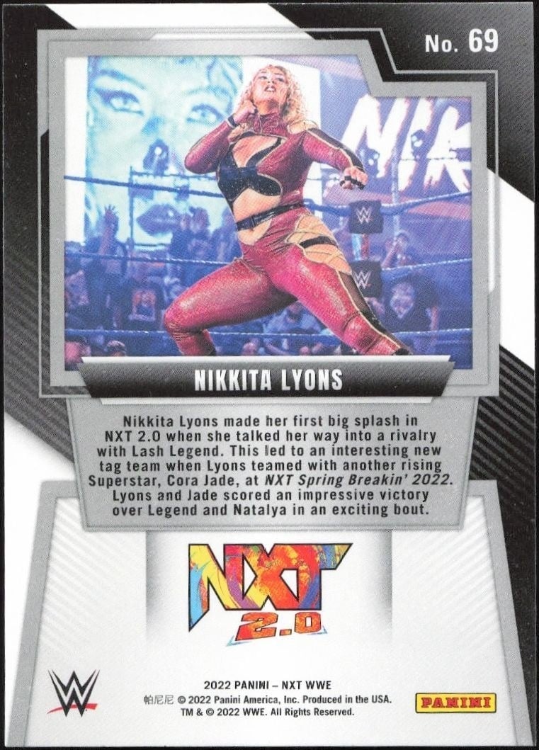 2022 Panini NXT 2.0 WWE Nikkita Lyons #69 wrestling trading card back