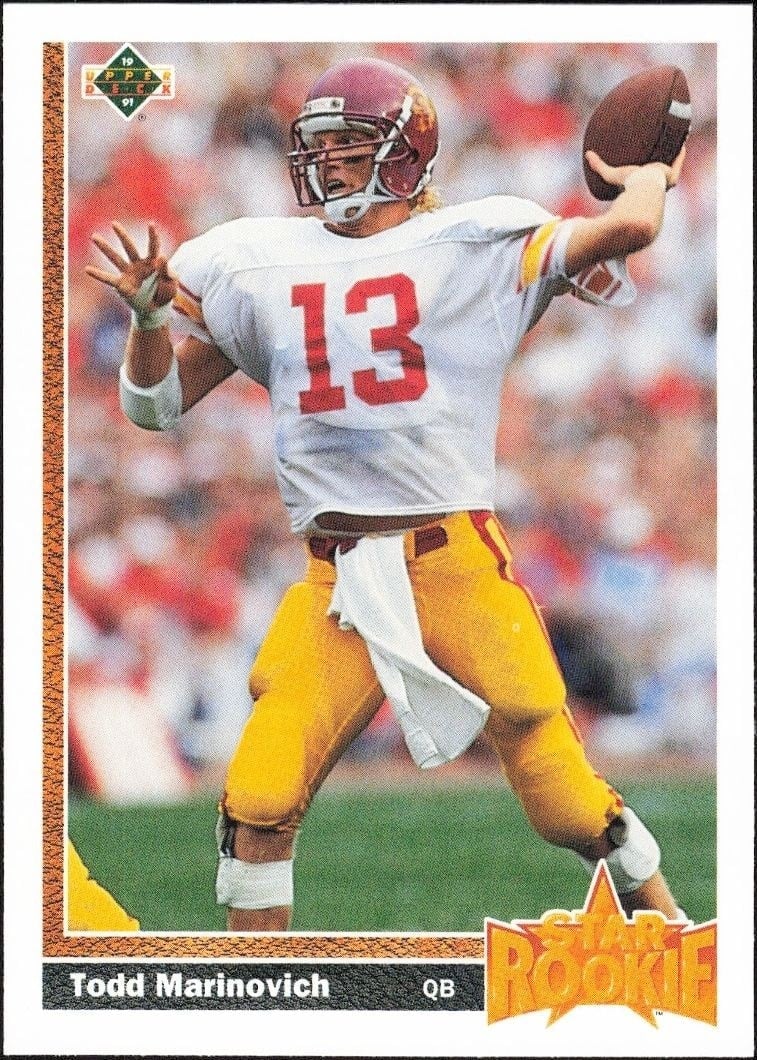 1991 Upper Deck Todd Marinovich #18 football trading card front
