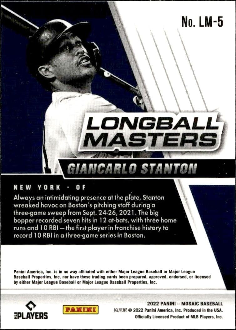 2022 Panini Mosaic Giancarlo Stanton #LM-5 baseball trading card back