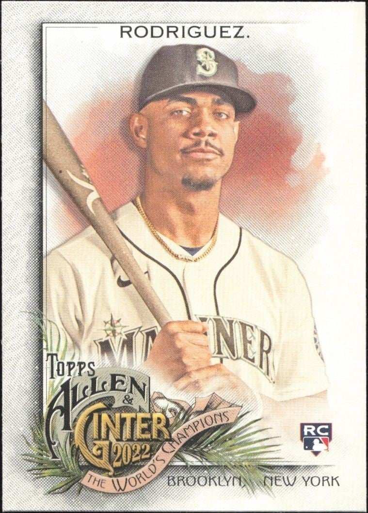 Julio Rodriguez 2022 Topps Allen & Ginter #221 Baseball Trading Card - Front 2022 Topps Allen & Ginter Julio Rodriguez #221 baseball trading card front
