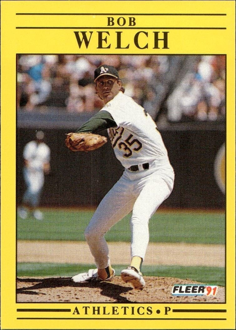 Bob Welch 1991 Fleer #27 Baseball Trading Card - Front 1991 Fleer Bob Welch #27 baseball trading card front