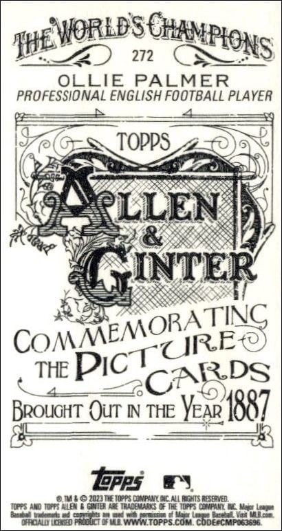 2023 Topps Allen & Ginter Ollie Palmer #272 baseball trading card back