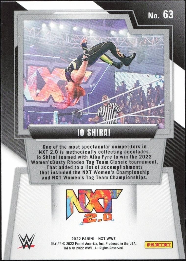 2022 Panini NXT 2.0 WWE Io Shirai #63 wrestling trading card back