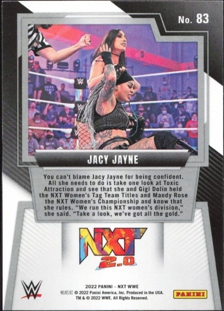 2022 Panini NXT 2.0 WWE Jacy Jayne #83 wrestling trading card back