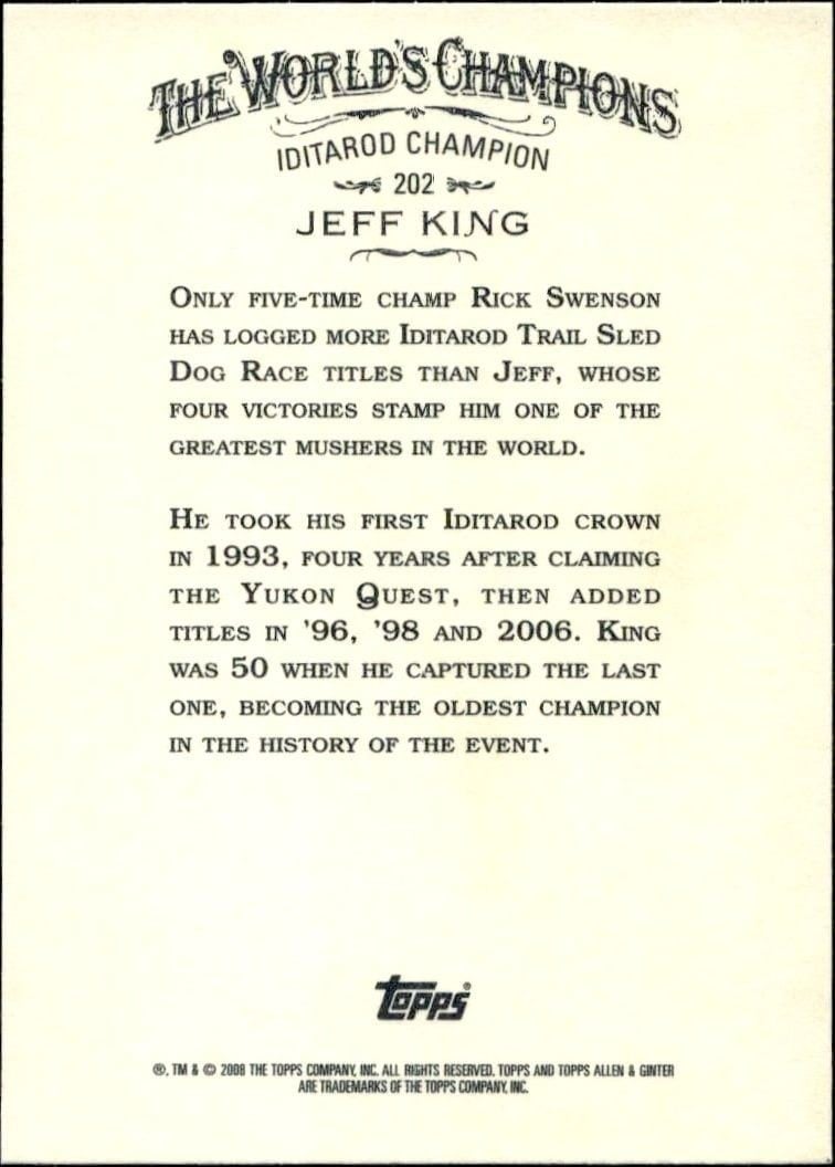 2008 Topps Allen & Ginter Jeff King #202 baseball trading card back