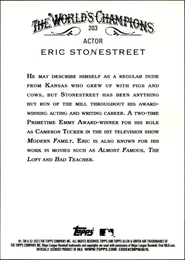 2023 Topps Allen & Ginter Eric Stonestreet #203 baseball trading card back