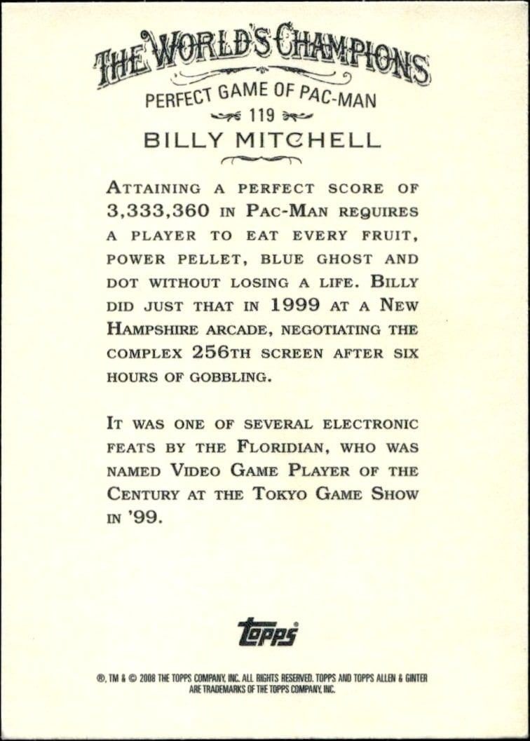 2008 Topps Allen & Ginter Billy Mitchell #119 baseball trading card back