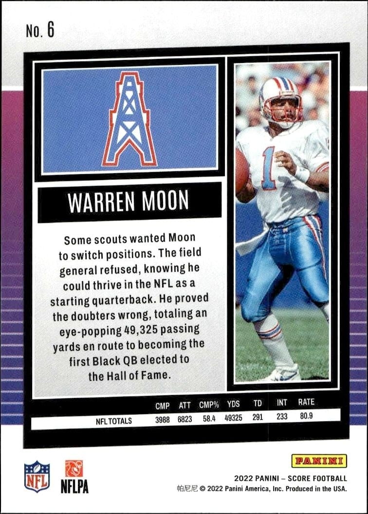 2022 Panini Score Warren Moon #6 football trading card back