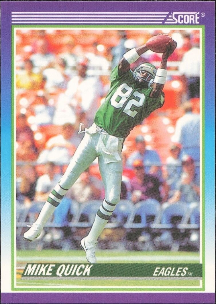Mike Quick 1990 Score #466 Football Trading Card - Front 1990 Score Mike Quick #466 football trading card front