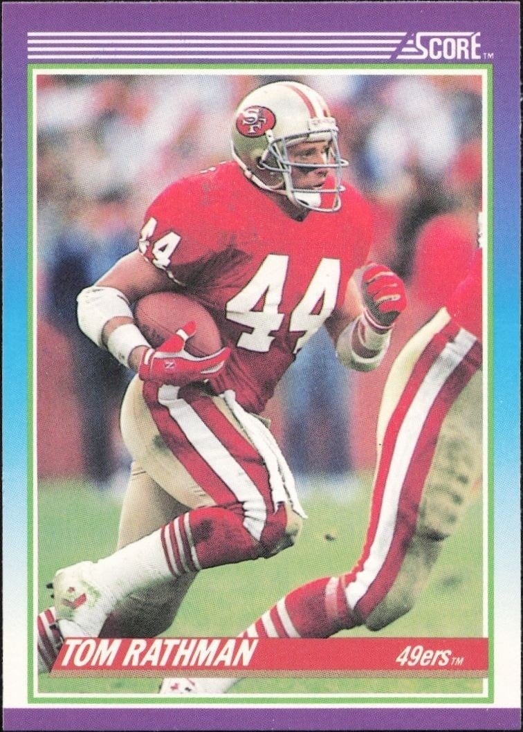 1990 Score Tom Rathman #188 football trading card front