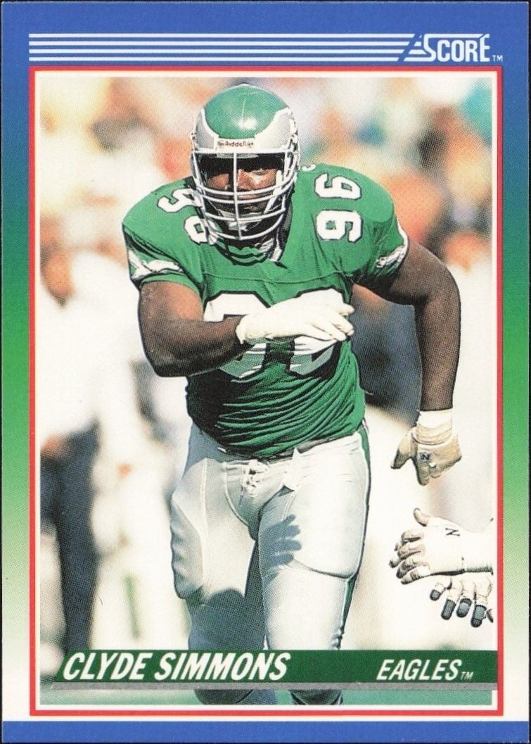 Clyde Simmons 1990 Score #106 Football Trading Card - Front 1990 Score Clyde Simmons #106 football trading card front