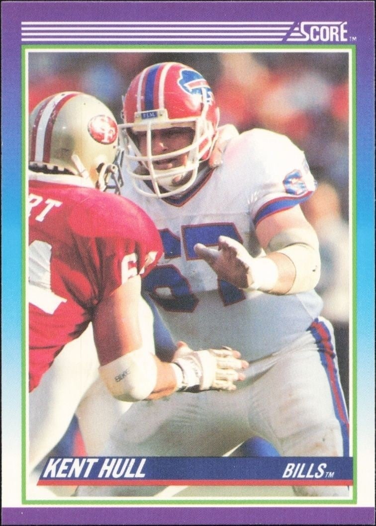 Kent Hull 1990 Score #146 Football Trading Card - Front 1990 Score Kent Hull #146 football trading card front