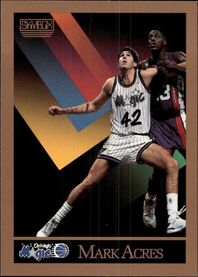 Mark Acres 1990-91 Skybox #198 Basketball Trading Card - Front 1990-91 Skybox Mark Acres #198 basketball trading card front