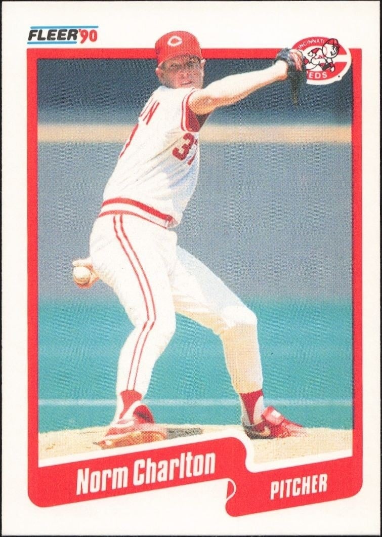 Norm Charlton 1990 Fleer #416 Baseball Trading Card - Front 1990 Fleer Norm Charlton #416 baseball trading card front
