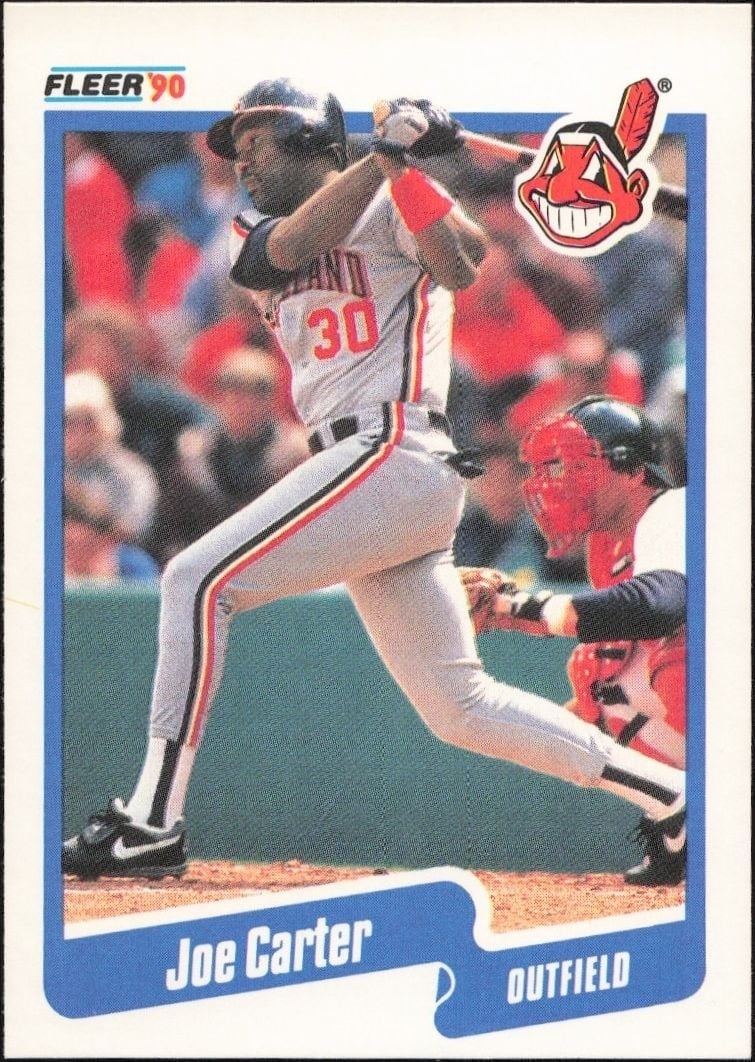 Joe Carter 1990 Fleer #489 Baseball Trading Card - Front 1990 Fleer Joe Carter #489 baseball trading card front