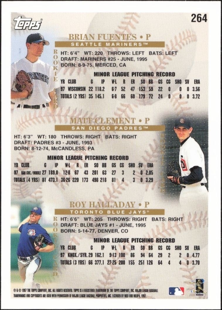 1998 Topps Brian Fuentes #264 baseball trading card back
