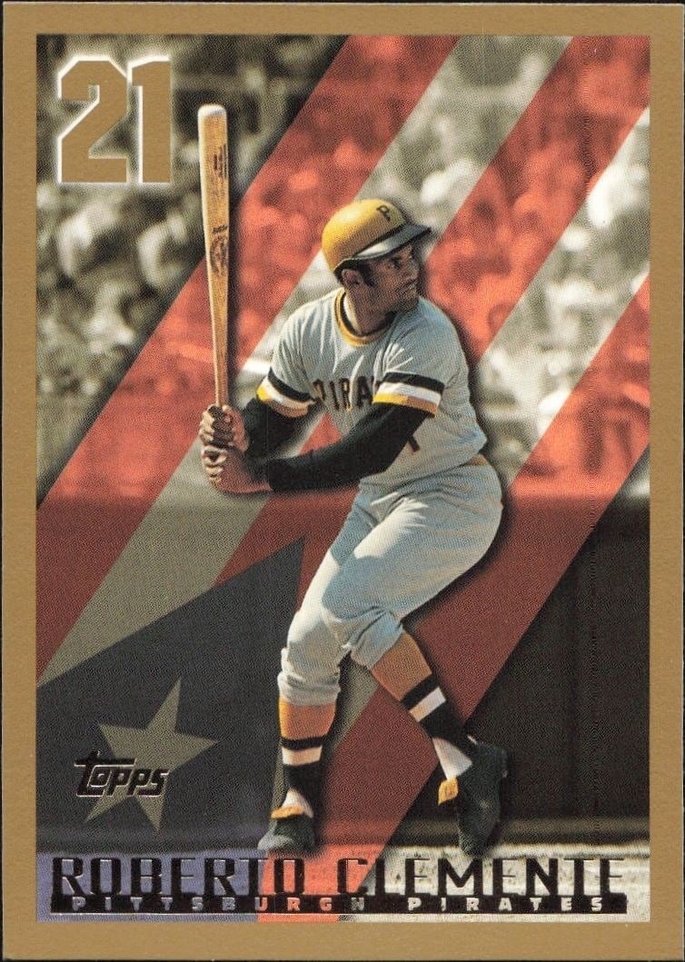 Roberto Clemente 1998 Topps #21 Baseball Trading Card - Front 1998 Topps Roberto Clemente #21 baseball trading card front