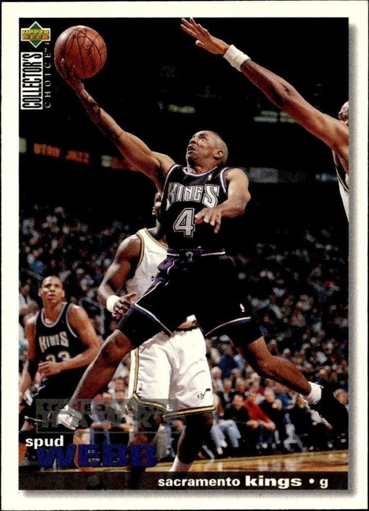 Spud Webb 1995-96 Upper Deck Collector's Choice #44 Basketball Trading Card - Front 1995-96 Upper Deck Collector's Choice Spud Webb #44 basketball trading card front